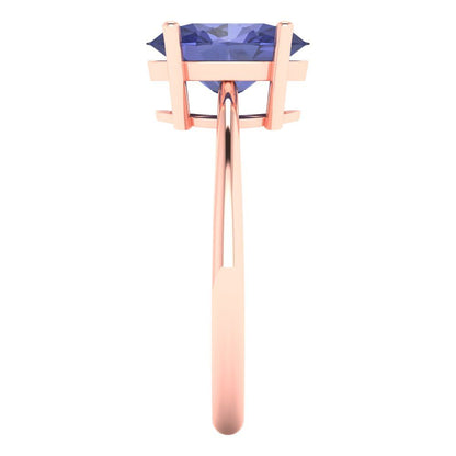 2.5 cttw Simulated Tanzanite Solitaire  Engagement Ring - Solid Gold (Oval Cut,9.5x7.5mm)