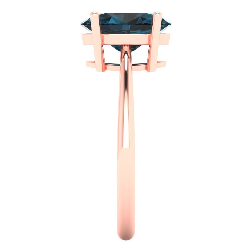 2.5 cttw Natural London Blue Topaz Solitaire  Engagement Ring - Solid Gold (Oval Cut,9.5x7.5mm)