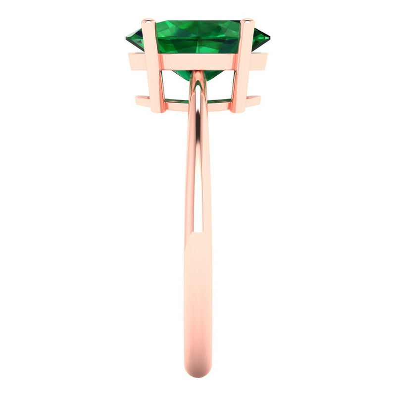 2.5 ct Brilliant Oval Cut Simulated Emerald Stone Rose Gold Solitaire Ring