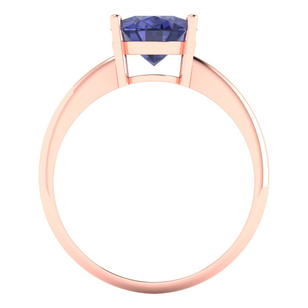 2.5 cttw Simulated Tanzanite Solitaire  Engagement Ring - Solid Gold (Oval Cut,9.5x7.5mm)