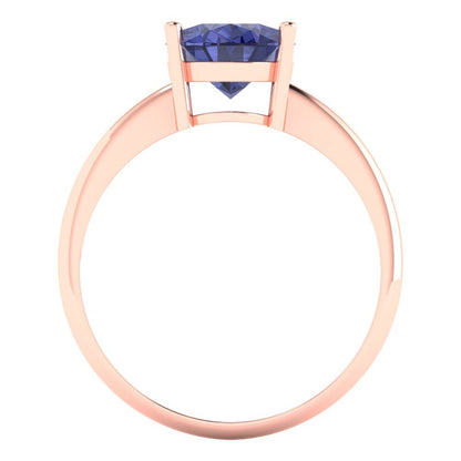 2.5 cttw Simulated Tanzanite Solitaire  Engagement Ring - Solid Gold (Oval Cut,9.5x7.5mm)