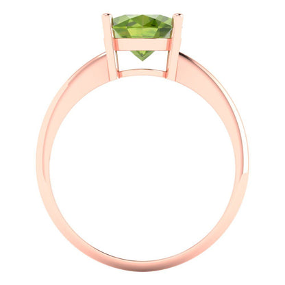2.5 cttw Natural Peridot Solitaire  Engagement Ring - Solid Gold (Oval Cut,9.5x7.5mm)
