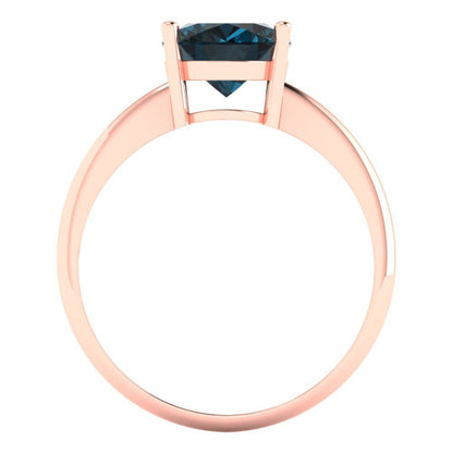 2.5 cttw Natural London Blue Topaz Solitaire  Engagement Ring - Solid Gold (Oval Cut,9.5x7.5mm)