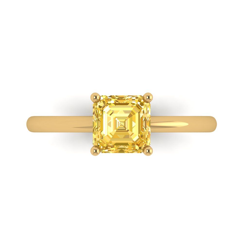 1 cttw Natural Citrine Solitaire  Engagement Ring - Solid Gold (Asscher Cut,6mm)