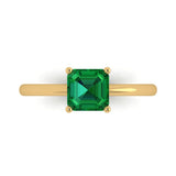 1.0 ct Brilliant Asscher Cut Simulated Emerald Stone Yellow Gold Solitaire Ring
