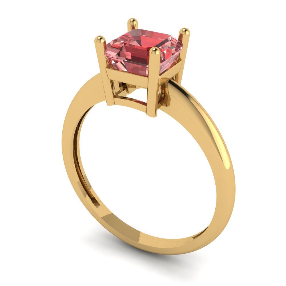 1 cttw Natural Garnet Solitaire  Engagement Ring - Solid Gold (Asscher Cut,6mm)