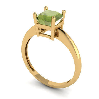 1 cttw Natural Peridot Solitaire  Engagement Ring - Solid Gold (Asscher Cut,6mm)