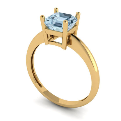 1 cttw Natural Swiss Blue Topaz Solitaire  Engagement Ring - Solid Gold (Asscher Cut,6mm)