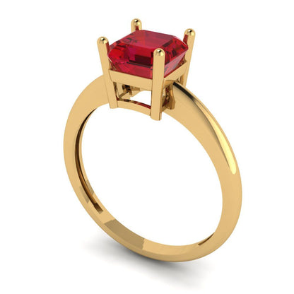 1 cttw Simulated Ruby Solitaire  Engagement Ring - Solid Gold (Asscher Cut,6mm)