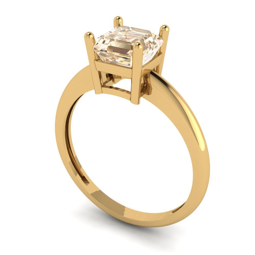 1 cttw Natural Morganite Solitaire  Engagement Ring - Solid Yellow Gold (VVS1, Asscher Cut,6mm)