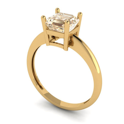1 cttw Natural Morganite Solitaire  Engagement Ring - Solid Yellow Gold (VVS1, Asscher Cut,6mm)