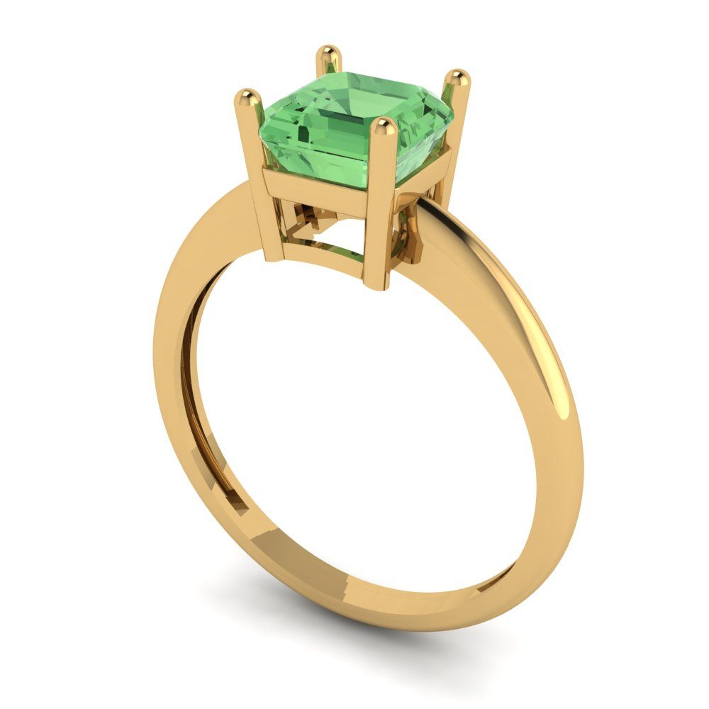 1 cttw Zirconia Simulated Green Diamond Solitaire  Engagement Ring - Solid Gold (VVS1, Asscher Cut,6mm)
