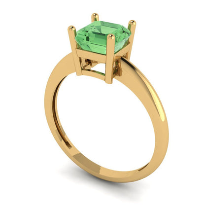 1 cttw Zirconia Simulated Green Diamond Solitaire  Engagement Ring - Solid Gold (VVS1, Asscher Cut,6mm)
