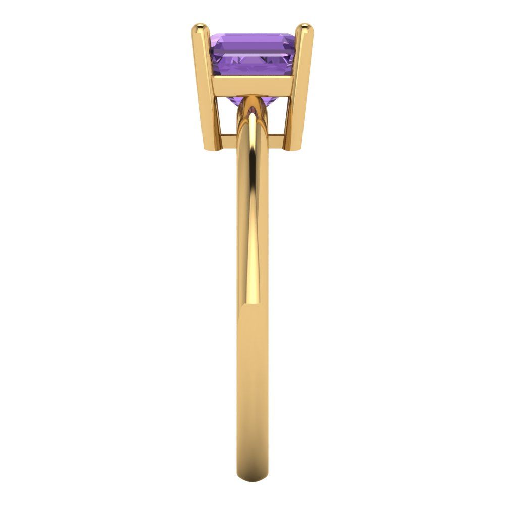 1 cttw Simulated Alexandrite Solitaire  Engagement Ring - Solid Yellow Gold (VVS1, Asscher Cut,6mm)