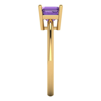 1 cttw Simulated Alexandrite Solitaire  Engagement Ring - Solid Yellow Gold (VVS1, Asscher Cut,6mm)