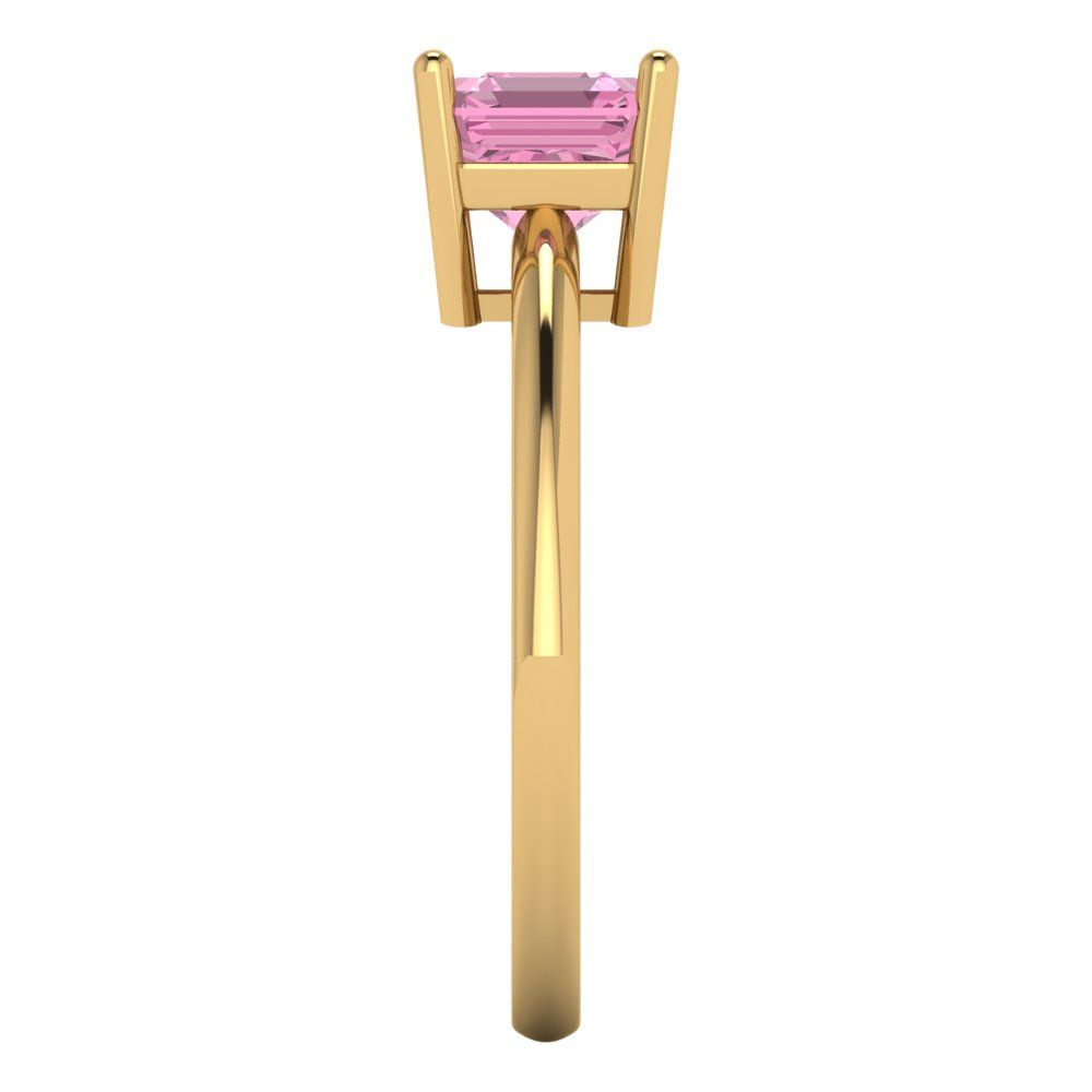 1 cttw Zirconia Simulated Pink Diamond Solitaire  Engagement Ring - Solid Gold (VVS1, Asscher Cut,6mm)