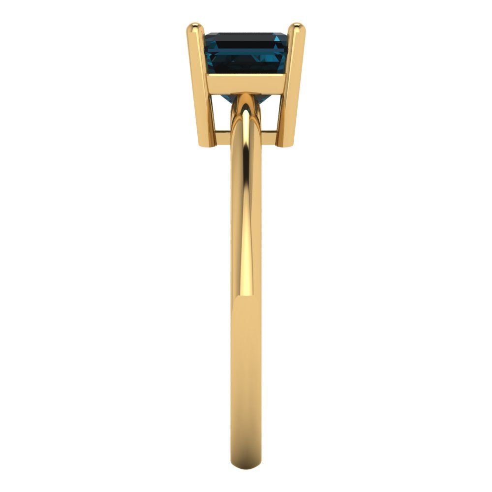 1 cttw Natural London Blue Topaz Solitaire  Engagement Ring - Solid Gold (Asscher Cut,6mm)