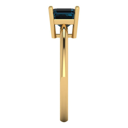 1 cttw Natural London Blue Topaz Solitaire  Engagement Ring - Solid Gold (Asscher Cut,6mm)