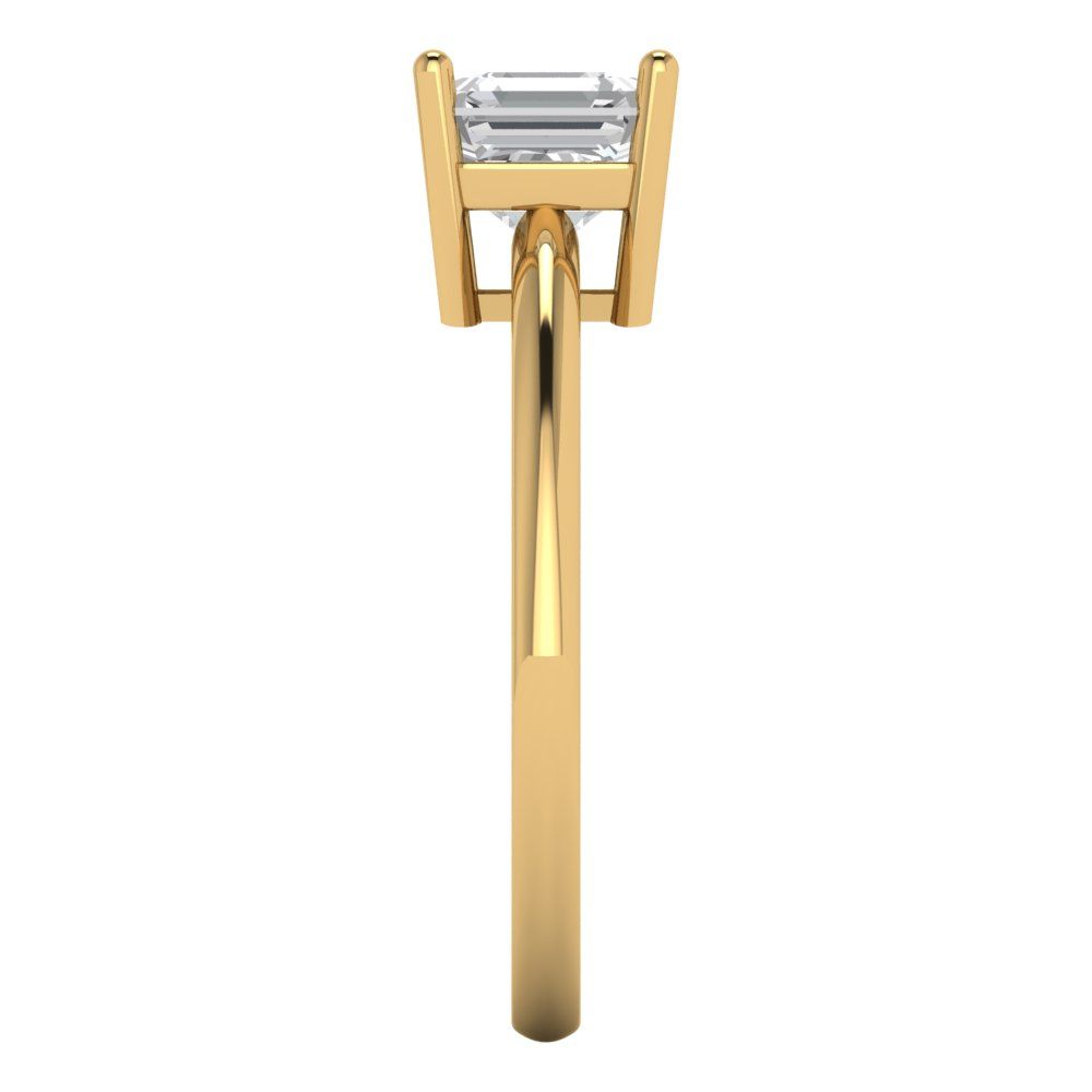 1 cttw Zirconia Simulated Diamond Solitaire  Engagement Ring - Solid Yellow Gold (VVS1, Asscher Cut,6mm)