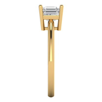 1 cttw Zirconia Simulated Diamond Solitaire  Engagement Ring - Solid Yellow Gold (VVS1, Asscher Cut,6mm)