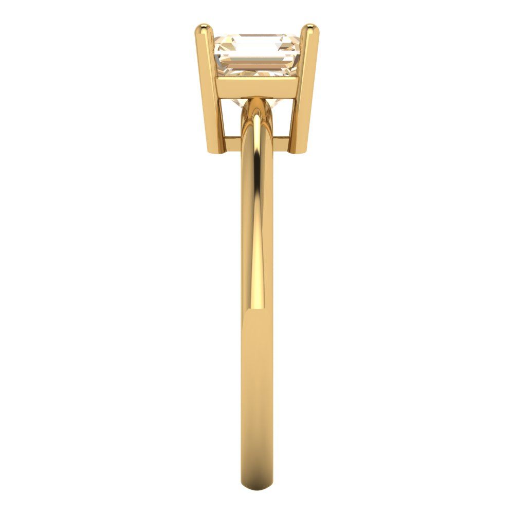 1 cttw Natural Morganite Solitaire  Engagement Ring - Solid Yellow Gold (VVS1, Asscher Cut,6mm)