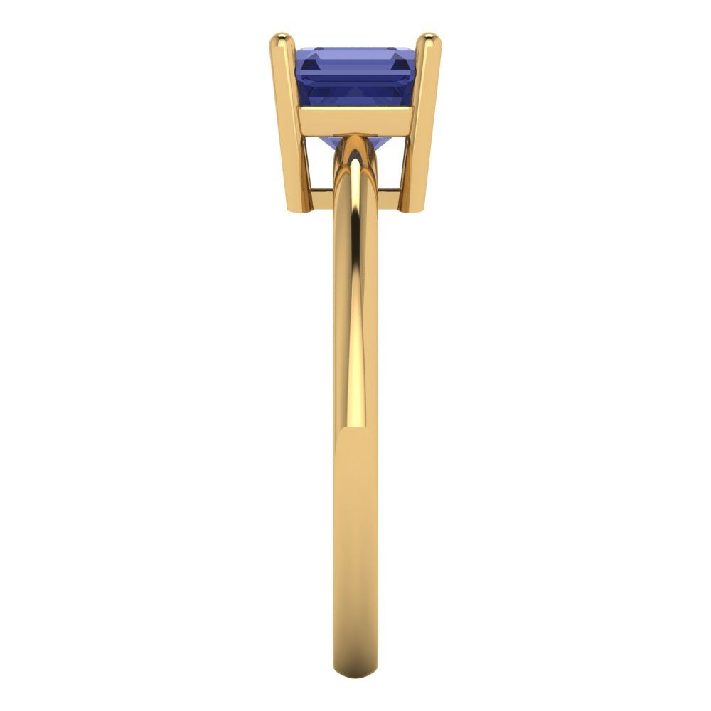 1 cttw Simulated Tanzanite Solitaire  Engagement Ring - Solid Yellow Gold (VVS1, Asscher Cut,6mm)