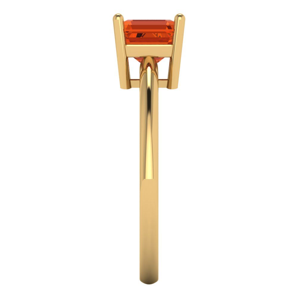 1 cttw Zirconia Simulated Red Diamond Solitaire  Engagement Ring - Solid Yellow Gold (VVS1, Asscher Cut,6mm)
