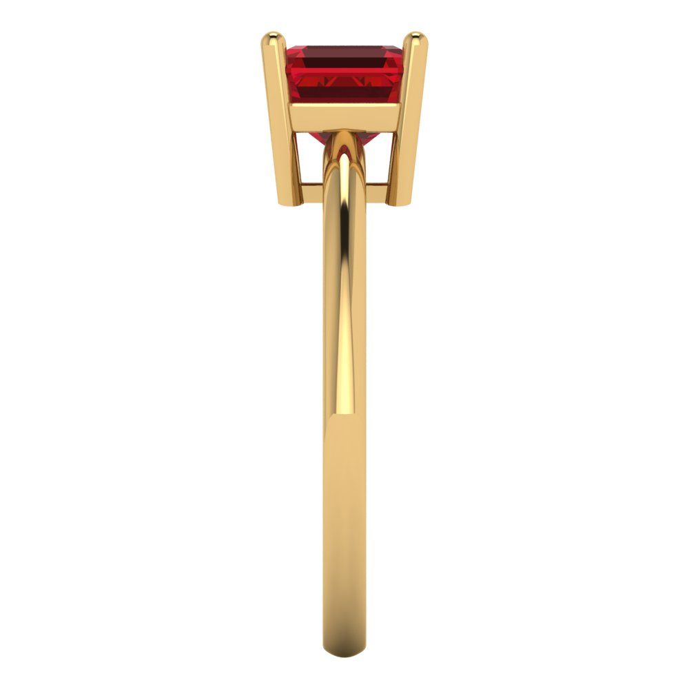 1 cttw Simulated Ruby Solitaire  Engagement Ring - Solid Gold (Asscher Cut,6mm)