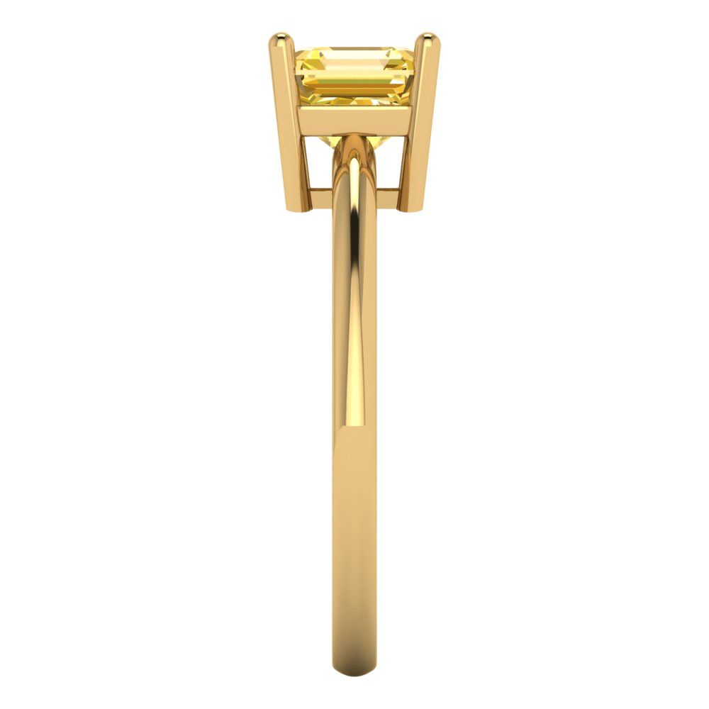 1 cttw Zirconia Simulated Yellow Diamond Solitaire  Engagement Ring - Solid Yellow Gold (VVS1, Asscher Cut,6mm)