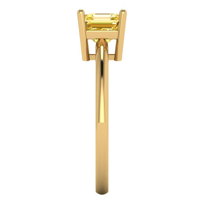 1 cttw Zirconia Simulated Yellow Diamond Solitaire  Engagement Ring - Solid Yellow Gold (VVS1, Asscher Cut,6mm)