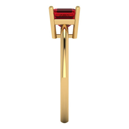 1 cttw Simulated Pink Tourmaline Solitaire  Engagement Ring - Solid Yellow Gold (VVS1, Asscher Cut,6mm)