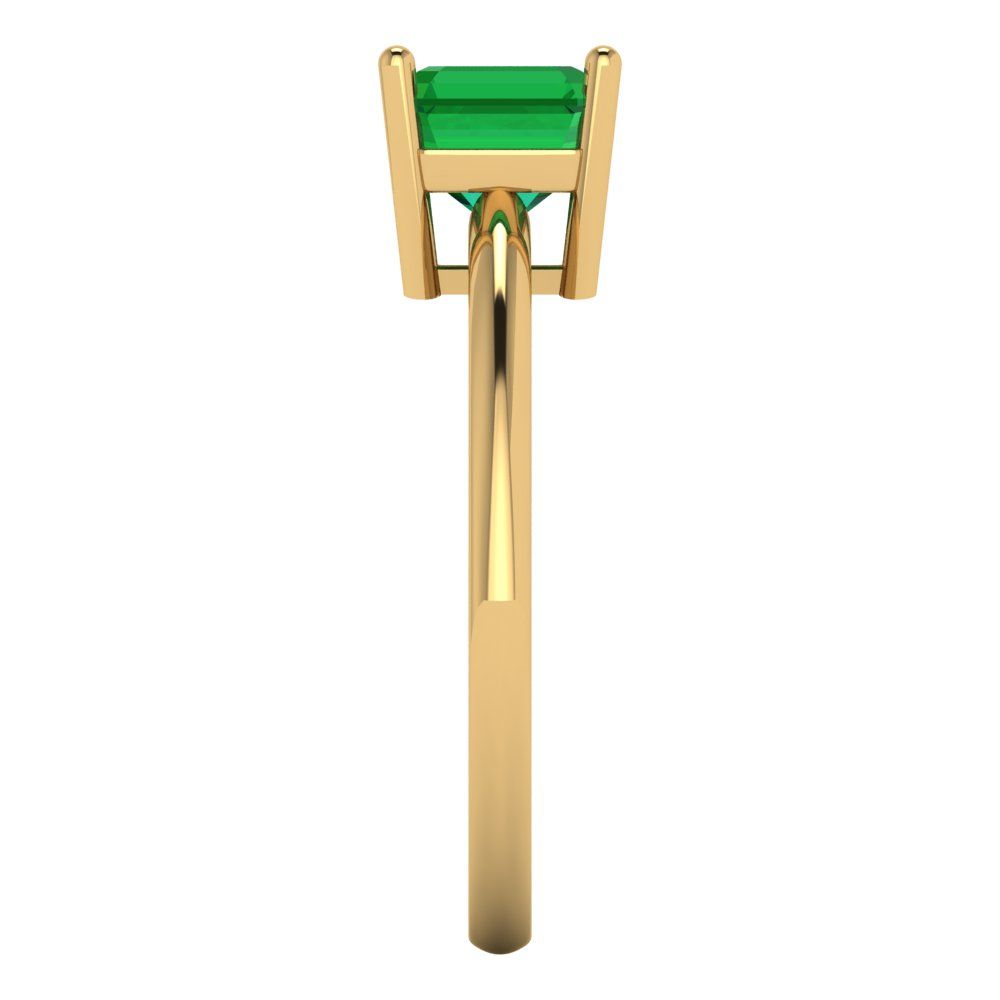 1 cttw Simulated Emerald Solitaire  Engagement Ring - Solid Gold (Asscher Cut,6mm)