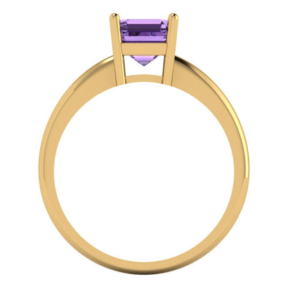 1 cttw Simulated Alexandrite Solitaire  Engagement Ring - Solid Yellow Gold (VVS1, Asscher Cut,6mm)