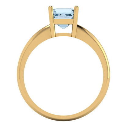 1 cttw Natural Aquamarine Solitaire  Engagement Ring - Solid Gold (Asscher Cut,6mm)