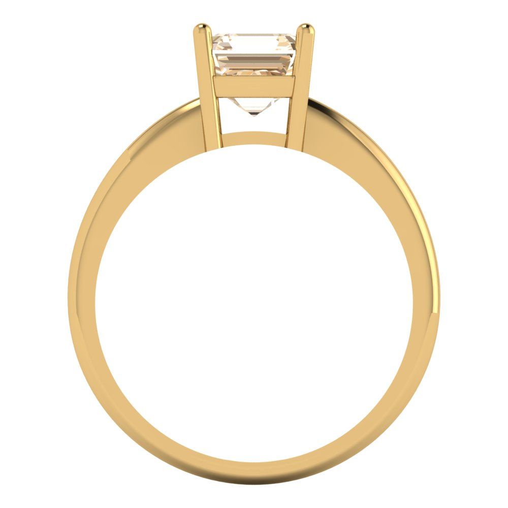1 cttw Natural Morganite Solitaire  Engagement Ring - Solid Yellow Gold (VVS1, Asscher Cut,6mm)