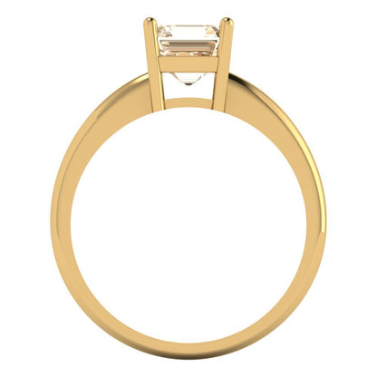 1 cttw Natural Morganite Solitaire  Engagement Ring - Solid Yellow Gold (VVS1, Asscher Cut,6mm)