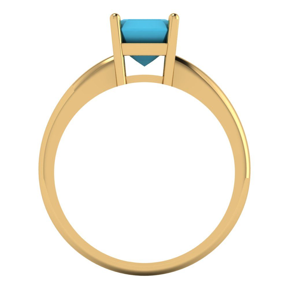 1 cttw Simulated Turquoise Solitaire  Engagement Ring - Solid Gold (Asscher Cut,6mm)
