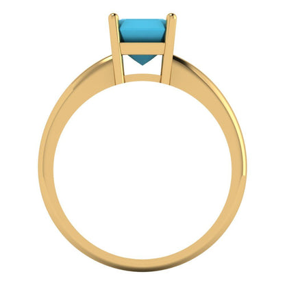 1 cttw Simulated Turquoise Solitaire  Engagement Ring - Solid Gold (Asscher Cut,6mm)