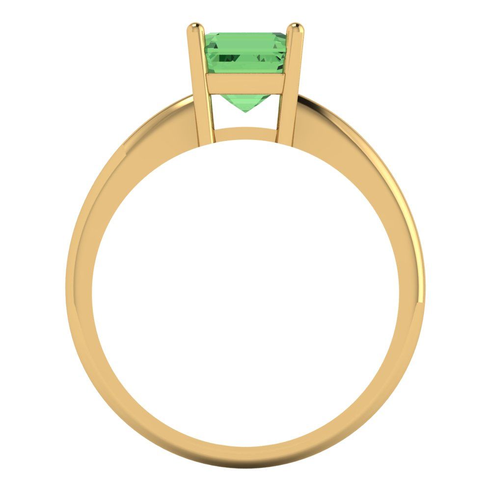 1 cttw Zirconia Simulated Green Diamond Solitaire  Engagement Ring - Solid Gold (VVS1, Asscher Cut,6mm)