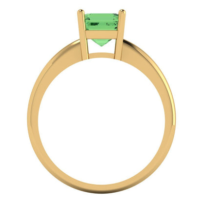 1 cttw Zirconia Simulated Green Diamond Solitaire  Engagement Ring - Solid Gold (VVS1, Asscher Cut,6mm)