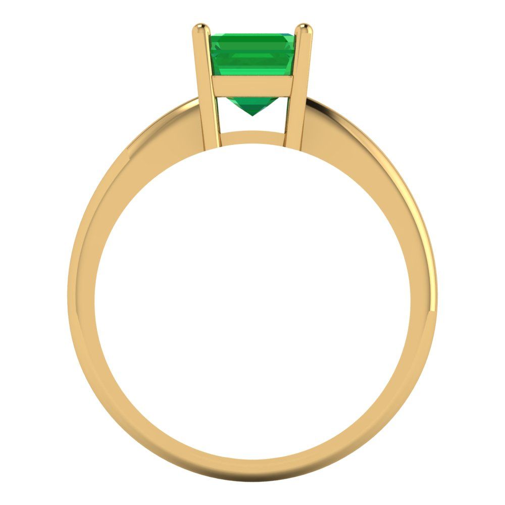 1 cttw Simulated Emerald Solitaire  Engagement Ring - Solid Gold (Asscher Cut,6mm)