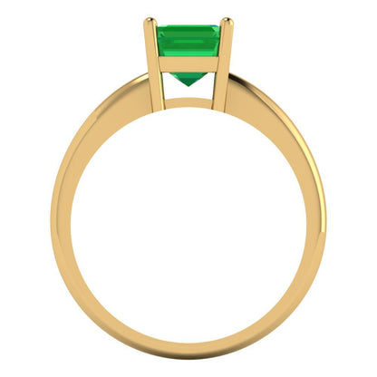 1 cttw Simulated Emerald Solitaire  Engagement Ring - Solid Gold (Asscher Cut,6mm)