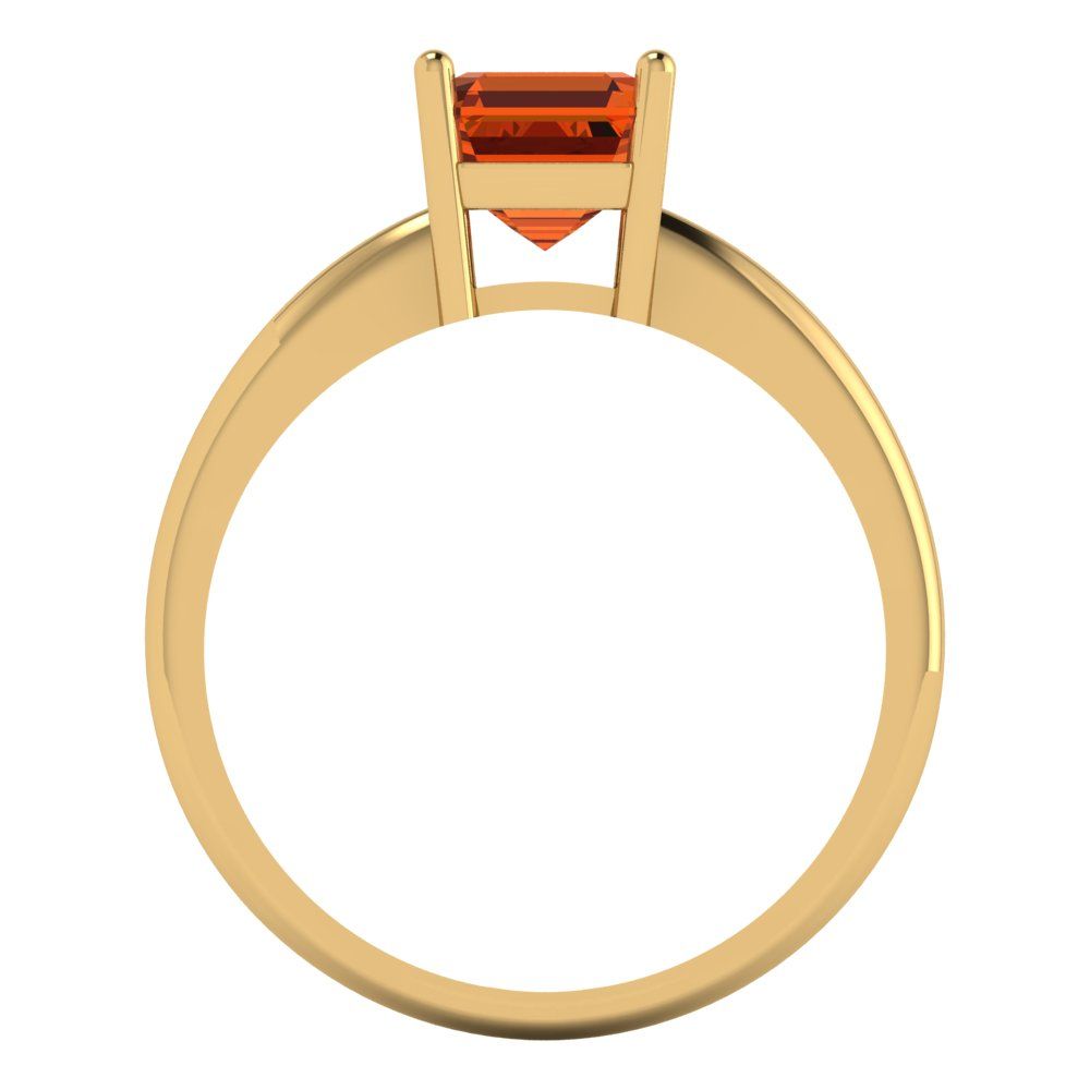 1 cttw Simulated Pink Tourmaline Solitaire  Engagement Ring - Solid Yellow Gold (VVS1, Asscher Cut,6mm)