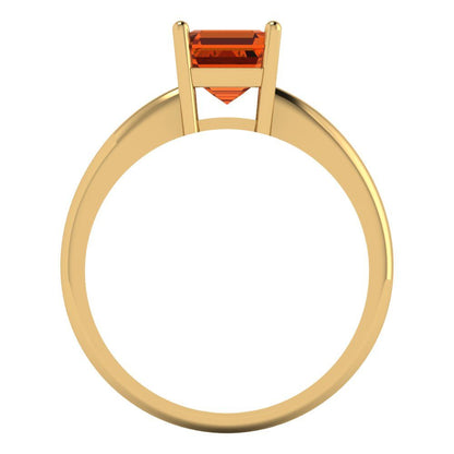 1 cttw Simulated Pink Tourmaline Solitaire  Engagement Ring - Solid Yellow Gold (VVS1, Asscher Cut,6mm)