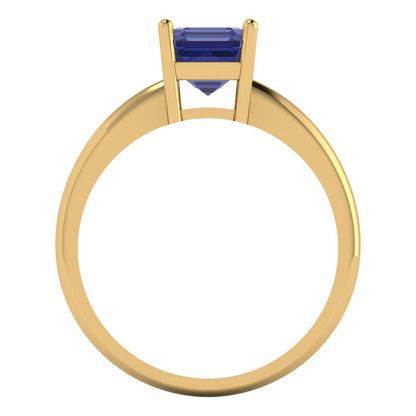 1 cttw Simulated Tanzanite Solitaire  Engagement Ring - Solid Yellow Gold (VVS1, Asscher Cut,6mm)