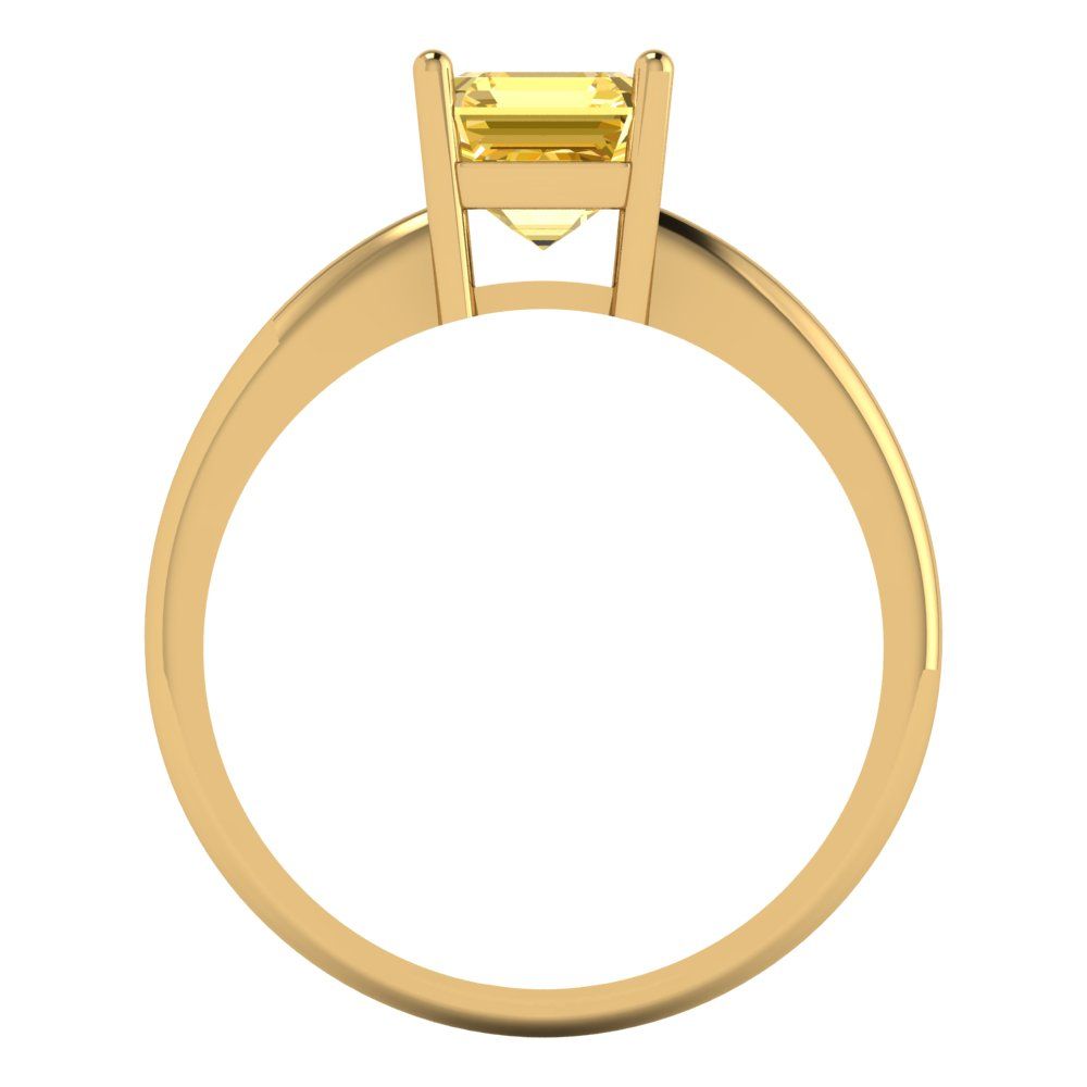 1 cttw Zirconia Simulated Yellow Diamond Solitaire  Engagement Ring - Solid Yellow Gold (VVS1, Asscher Cut,6mm)