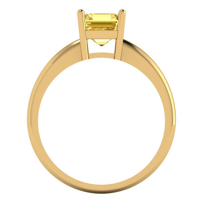 1 cttw Zirconia Simulated Yellow Diamond Solitaire  Engagement Ring - Solid Yellow Gold (VVS1, Asscher Cut,6mm)