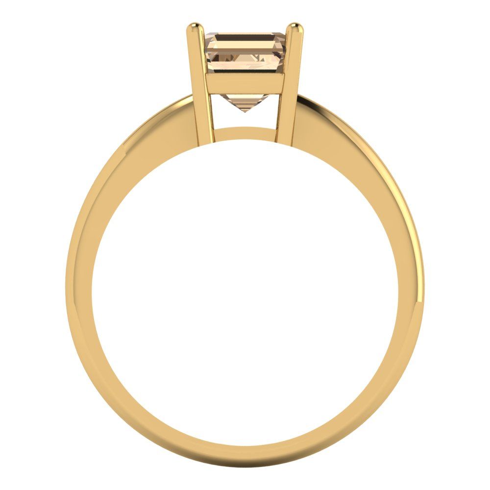 1 cttw Yellow Moissanite Solitaire  Engagement Ring - Solid Gold (Asscher Cut,6mm)