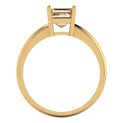 1 cttw Yellow Moissanite Solitaire  Engagement Ring - Solid Gold (Asscher Cut,6mm)