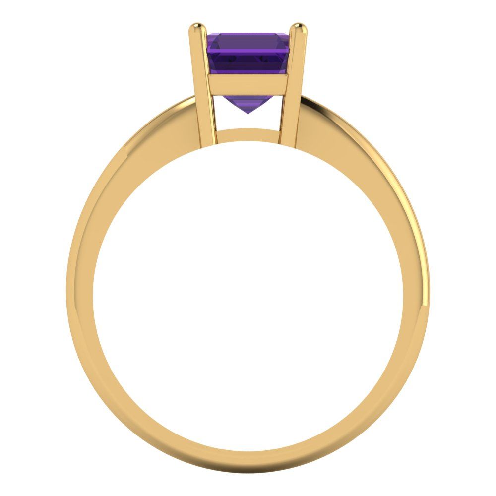 1 cttw Natural Amethyst Solitaire  Engagement Ring - Solid Gold (Asscher Cut,6mm)